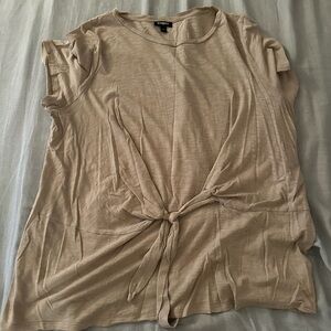 Tan express t shirt with tie in the front